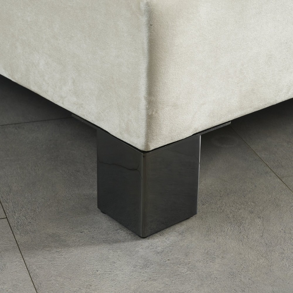 Pieds de Lit Quadro inox en metal noir - hauteur de 5 à 17 cm